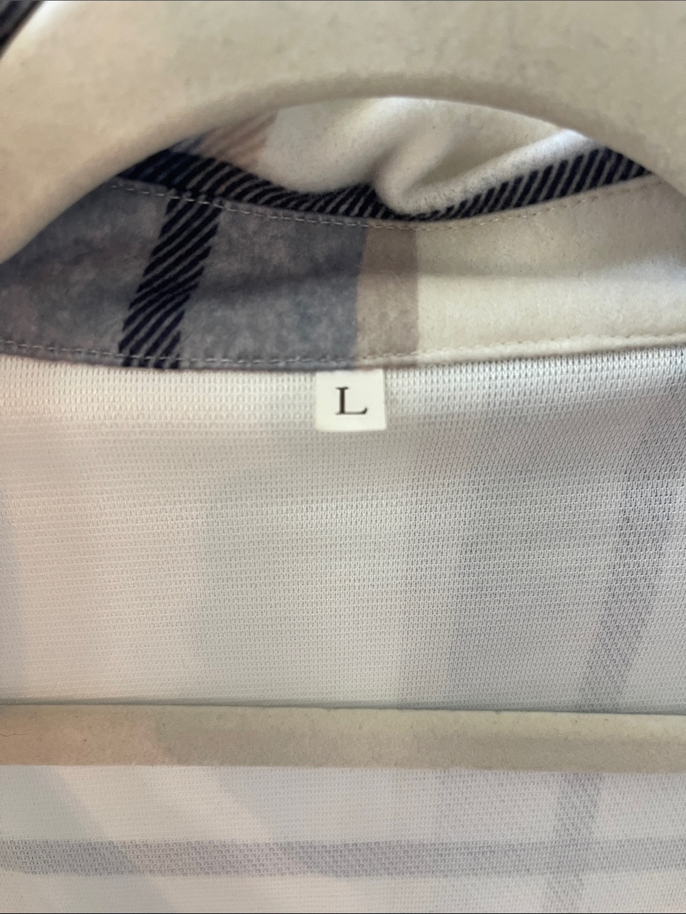 Long Plaid Shacket Coat in Cream & Gray - Picture 2 of 10